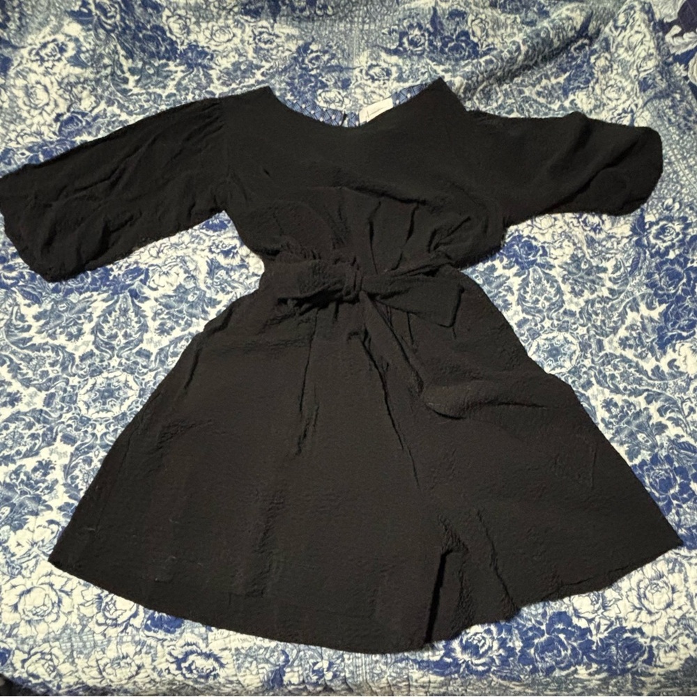 Anthropologie Black Tie-Waist Romper